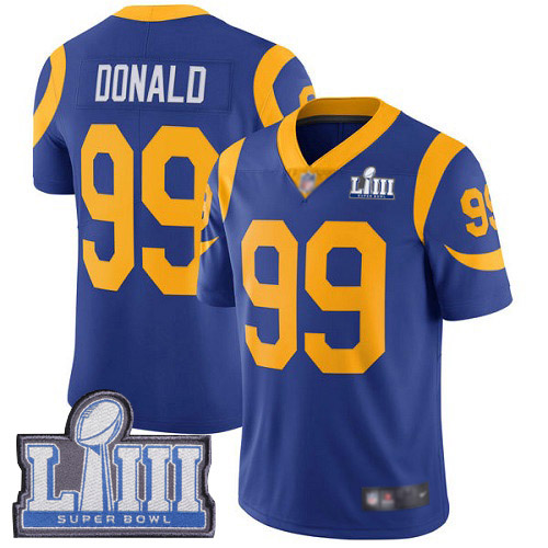 Los Angeles Rams Limited Royal Blue Men Aaron Donald Alternate Jersey NFL Football #99 Super Bowl LIII Bound Vapor Untouchable